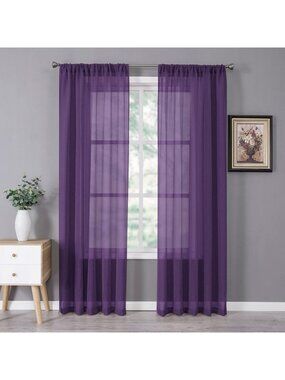 Elegant Sheer Linen Textured Curtains | Light Filtering Voile Panels, 54x84" Set